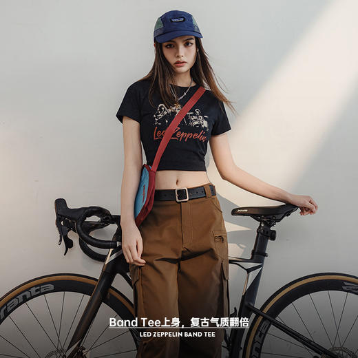 马登圆领印花短袖美式复古修身正肩T恤辣妹短款休闲百搭上衣夏女 商品图2