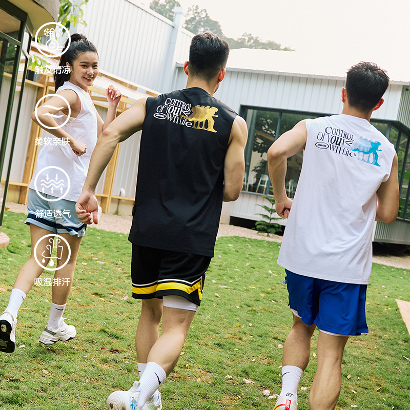 LUSHISI「速干吸湿」跑步人像主题运动风凉感无袖坎肩背心t恤男女