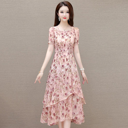 时尚气质，花色印花连衣裙QYM-KED-9459 -Y 商品图0