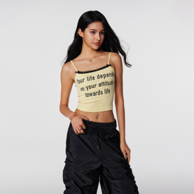 【Achock官方店】潮牌辣妹字母印花蕾丝吊带美式修身显瘦内搭打底