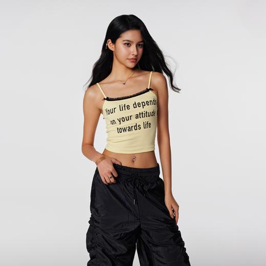 【Achock官方店】潮牌辣妹字母印花蕾丝吊带美式修身显瘦内搭打底 商品图0