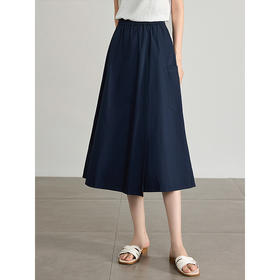 【专属特价】熙世界工装风八分休闲裤裙夏新款高腰口袋阔腿裤子全棉宽松裙裤