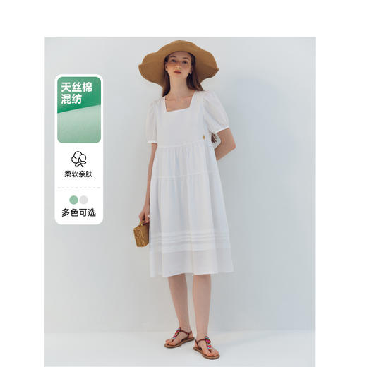 Teenie Weenie小熊简约连衣裙女夏季女短裙TTOW246620N 商品图0