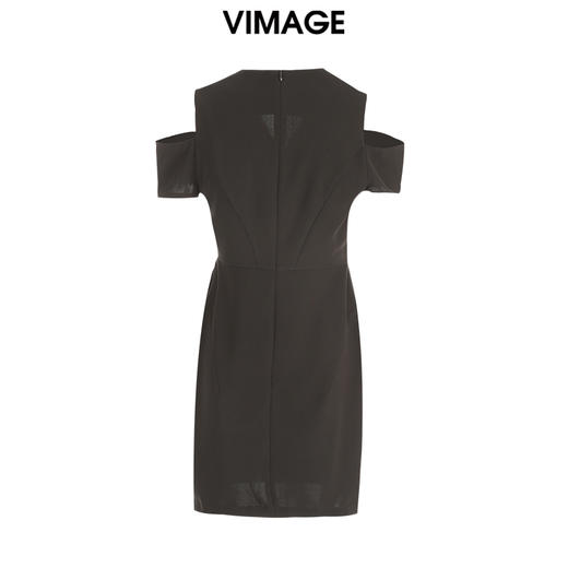 转款下架-VIMAGE纬漫纪夏季新款V领时尚OL漏肩通勤气质修身显瘦连衣裙V2107761 商品图4