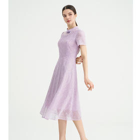 司歌刺绣国风优雅短袖连衣裙收腰显瘦A891445M