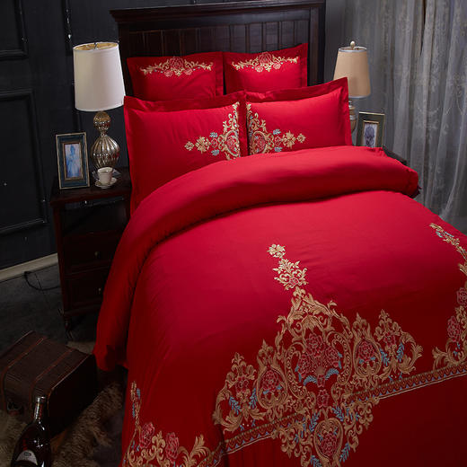 恒源祥 百花争妍 全棉绣花婚庆四件套 商品图6