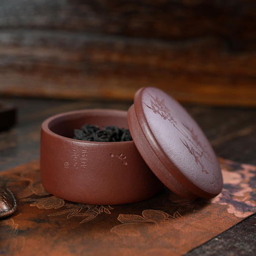 庚子 春月茶罐 紫泥宜兴紫砂茶叶罐普洱茶缸陶瓷大号醒茶罐储存罐家用罐子 商品图4