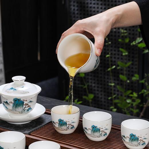羊脂玉功夫茶具套装家用客厅轻奢中式办公室茶盘高档白瓷盖碗茶杯 商品图6