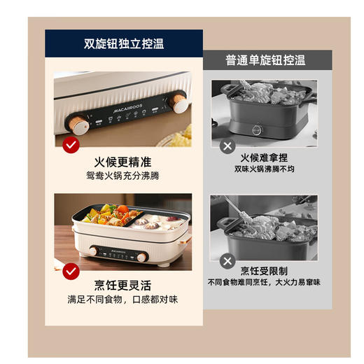 【小家电】迈卡罗MC-HG528鸳鸯锅电锅火锅锅 火锅专用锅电煮锅 多用途锅家用多功能不粘锅电炒锅料理涮肉锅HF 商品图2