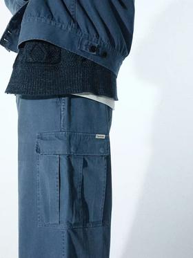 SUPERTOFU（SPTF)/RC-SS24-P064/磨损做旧 人字纹 法工蓝 七分工装裤