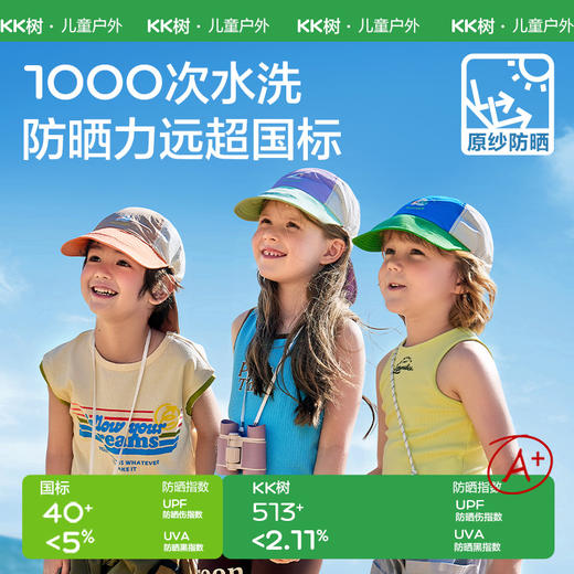 KK树儿童鸭舌帽男童防晒女童遮阳太阳棒球宝宝帽子春秋双帽檐新款莫奈多色双帽檐 商品图2