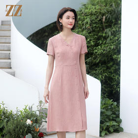 佐尔美夏季新款 气质优雅绣花桑蚕丝中长连衣裙女 E32LS100