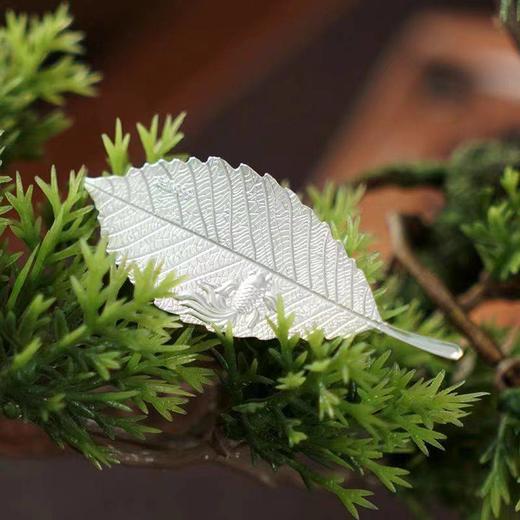 非遗工艺－拾物观心足银999金鱼银叶子2片装 打制泡茶煮水 商品图7