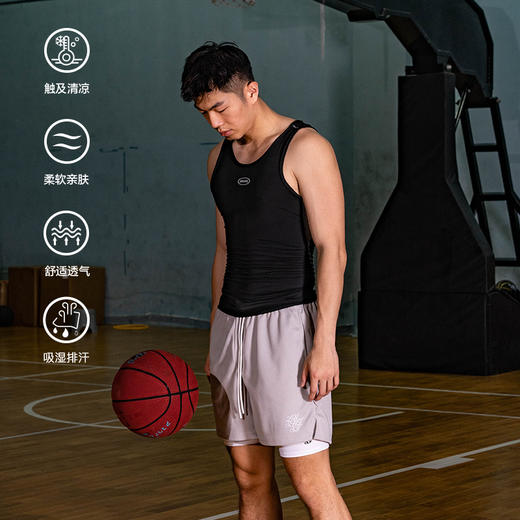LUSHISI「窄肩背心」裂缝夏季训练服速干运动凉感紧身无袖t恤男女 商品图2