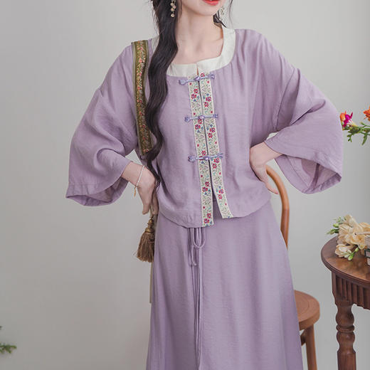 裁缝学苑AQ288新款汉元素国风对襟方领衫半身裙套装纸样女装样板 商品图5