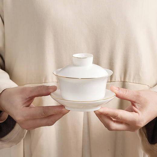 旅行茶具套装羊脂玉家用户外便携式收纳泡茶杯露营功夫茶具高档白 商品图3