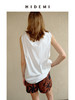 HIDEMI 度假系列极简纽结设计感不对称剪裁褶皱水洗棉背心上衣 白色/黑色 商品缩略图14