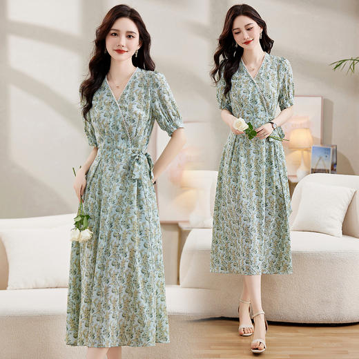 气质垂坠感显瘦，雪纺碎花连衣裙HR-ZRX5183 商品图1