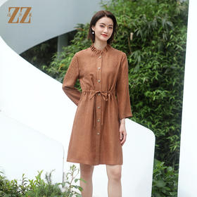 佐尔美夏季新款 国风气质龟裂纹松紧腰桑蚕丝中长连衣裙女E22LS24