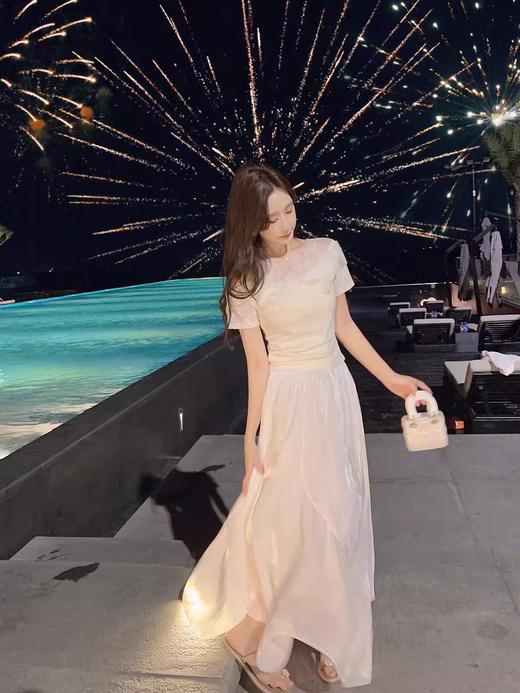 张心子【氛围感战神】仙气网纱拼接露肩上衣女夏季新款洋气小衫仙 U2405017 商品图4