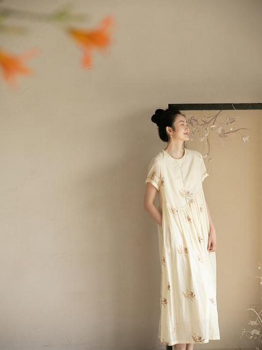 牧衣游原创 精棉匹绣连衣裙女夏新款纯棉轻薄温婉文艺长裙 九畹 商品图1
