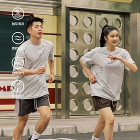 LUSHISI「下摆抽绳」伟大航行主题印花LOGO短袖运动风速干凉感t恤