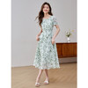 【专属特价】熙世界薄荷曼波绿色碎花连衣裙夏新款海边度假气质收腰雪纺裙子 商品缩略图4