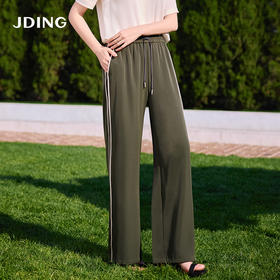 【商场同款】CJTJ515  “ 橄榄绿直筒裤 ” 摩登文艺范儿 阔腿长裤腿部放松包容显瘦 侧面撞色细条纹时尚有视觉拉长腿部效果 材质细腻轻薄 垂滑好打理