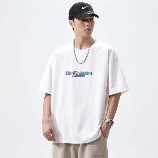 【Q】【100%纯棉】【新款DQ】大依优型大码短袖T恤圆领胸前印花加肥加大男士大号弹力透气舒适半袖夏装潮款 商品图6