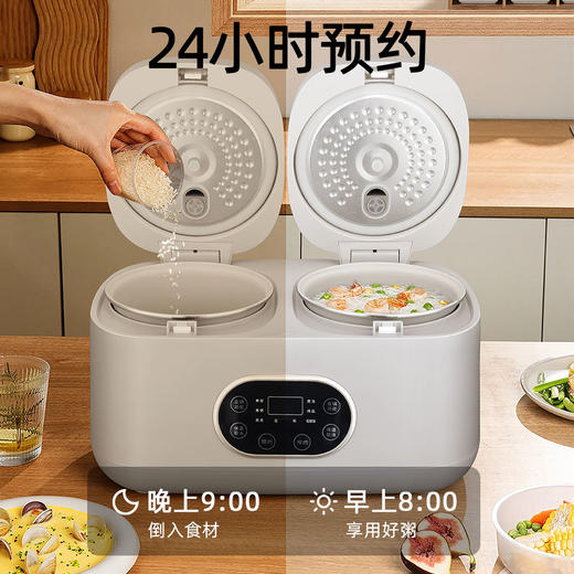 志高（CHIGO）双胆电饭煲双锅一体电饭锅家用4L二合一煮饭煲汤多功能大容量3-4个人智能预约煮粥锅 双胆双控2L 【24H预约/左右独立控制】 4L 商品图1