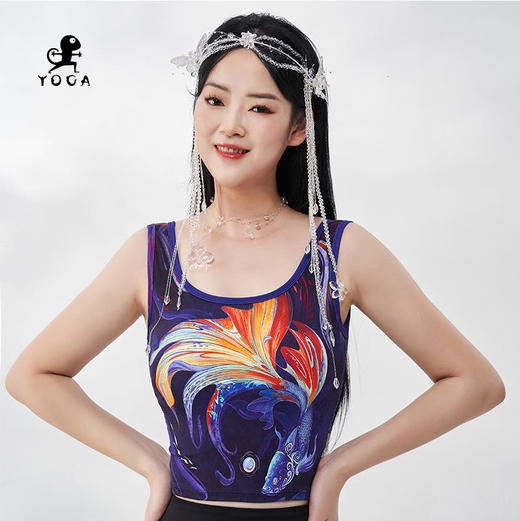 壁虎瑜伽【紫光精灵-上衣+云感裤-黑色】限量款印花瑜伽套装（可拆卸胸垫）【2024年5月31日发货】 商品图3