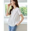 【五折购】熙世界荷叶边白色T恤设计感夏季休闲宽松圆领短袖正肩减龄上衣 商品缩略图3