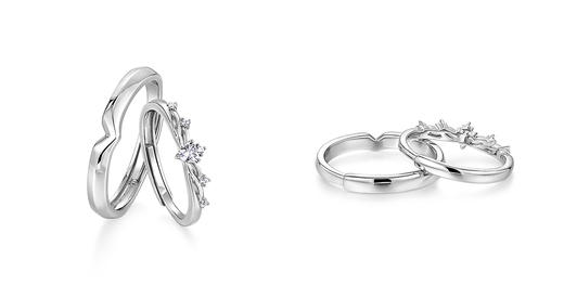 卡蒂罗/IDO联名 守护情侣对戒 925银以爱之名经典皇冠造型开口可调节设计一对 神圣浪漫简约闪耀配饰 女友 礼物 礼盒 商品图8