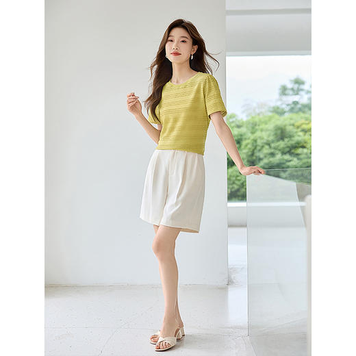 【专属特价】熙世界白色五分裤阔腿短裤夏季薄款简约宽松休闲西装直筒裤中裤 商品图3