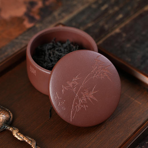 庚子 春月茶罐 紫泥宜兴紫砂茶叶罐普洱茶缸陶瓷大号醒茶罐储存罐家用罐子 商品图2