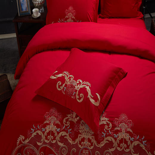 恒源祥 爱在花开 全棉绣花婚庆四件套 商品图6