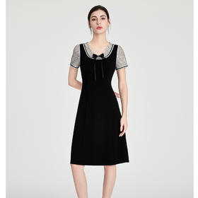 司歌弹力短袖连衣裙收腰小黑裙A891073X