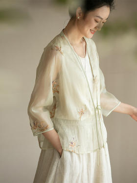 牧衣游原创 炒色匹绣桑蚕丝衬衫清凉百搭文艺轻薄百搭防晒衫 恩归