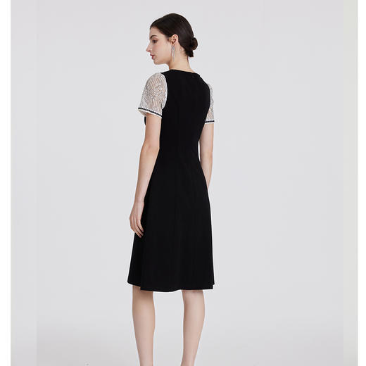 司歌弹力短袖连衣裙收腰小黑裙A891073X 商品图3