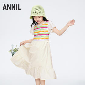 女童假两件短袖连衣裙新款安奈儿童装实体店同款AG423804