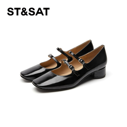 星期六时髦方头双条带粗跟玛丽珍SSC1111179 商品图11