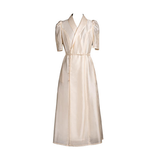 荷言GL 闻笛赋 夏季轻奢显瘦气质长款旗袍裙曲水云鹤纹提花 商品图4