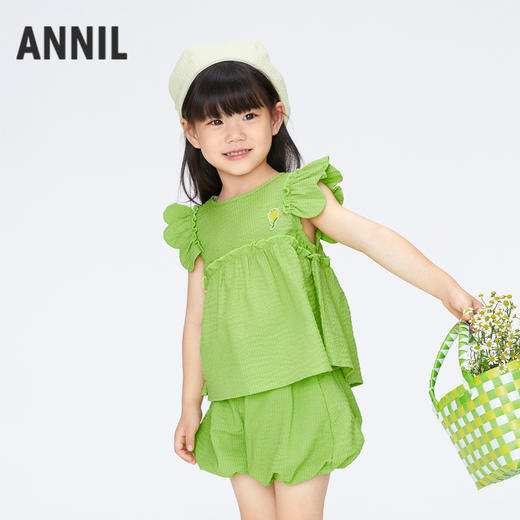 女童微宽松泡泡袖套装新款安奈儿童装实体店同款XG421732 商品图2