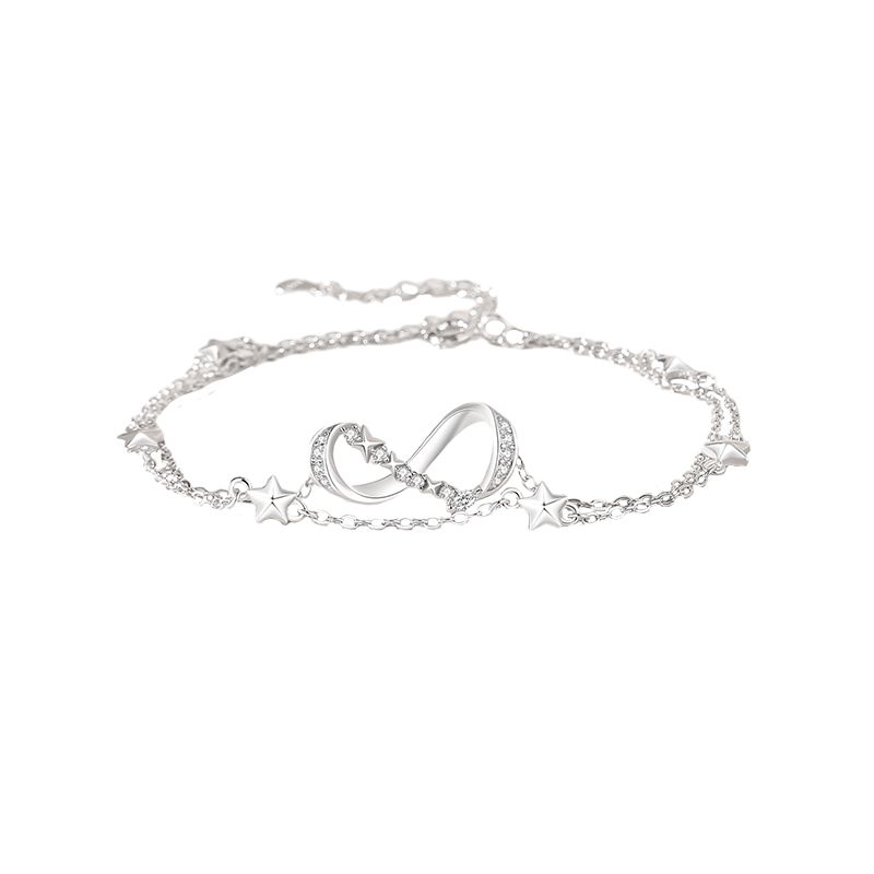 卡蒂罗/KADER 莫比乌斯系列 漫漫星河手链 925银轻奢时尚小众可调节银手链 浪漫闪耀精致璀璨闺蜜同款 520 礼盒