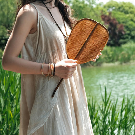 大漆竹编扇 宋式把玩扇子 中式复古掌扇宋风夏季纳凉便携 商品图1