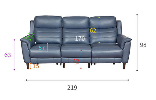【家具】三人位 维吉(定制款) 海蓝色NV70天到货,假日85天 商品图2
