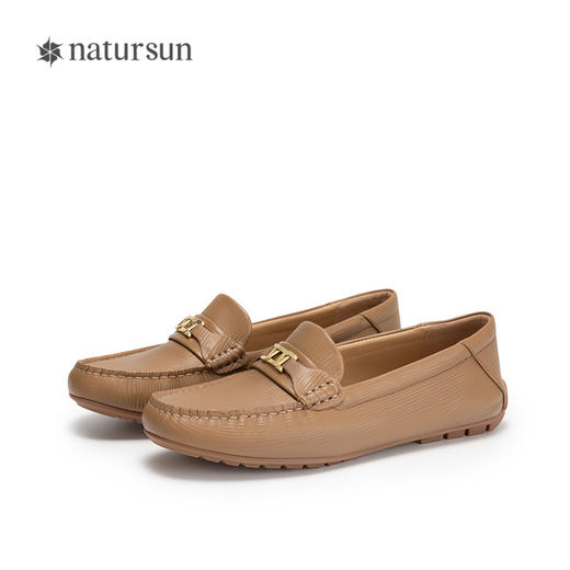natursun女鞋女士超软豆豆鞋平底鞋羊皮一脚蹬牛津鞋N24468832 商品图4