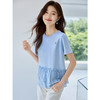 【五折购】熙世界荷叶边白色T恤设计感夏季休闲宽松圆领短袖正肩减龄上衣 商品缩略图1