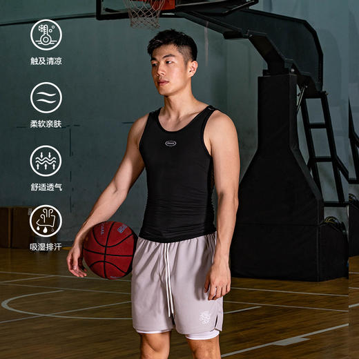 LUSHISI「窄肩背心」裂缝夏季训练服速干运动凉感紧身无袖t恤男女 商品图1
