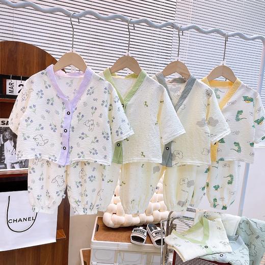 【2套/ 49.9】儿童家居服套装夏季新款男童睡衣女童空调服宝宝薄款七分袖童装 商品图0